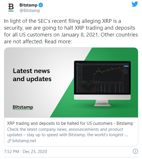 صرافی آمریکایی بیت استمپ ریپل را از فهرست خود حذف کرد